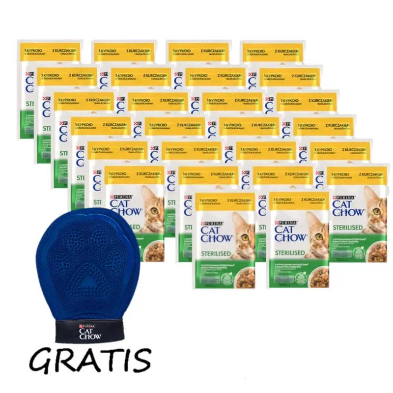 CAT CHOW Sterilizované krmivo s kuřecím masem a lilkem s omáčkou 26x85g Sezónní Sleva