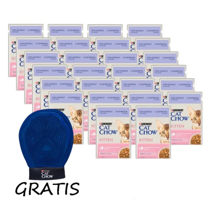 CAT CHOW Krmivo pro koťata s jehněčím masem a cuketou v omáčce 26x85g Vysoce Kvalitní