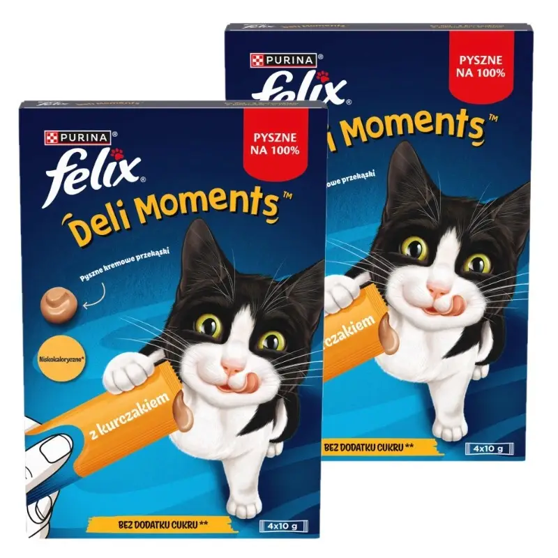 Objednat Nyní Felix Deli Moments Creamy Chicken Snacks pro kočky 8x10g
