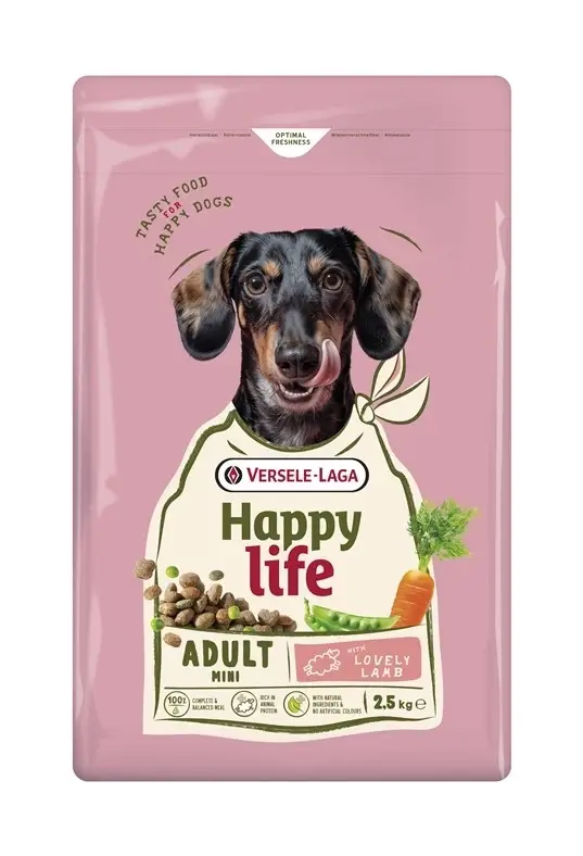 Dokud Zásoby Vydrží VERSELE-LAGA Happy Life Adult Mini Lamb 2,5kg - Krmivo pro dospělé psy malých plemen s jehněčím masem