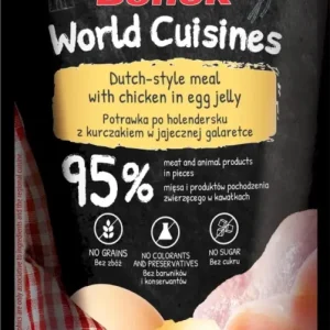 Ověřený Super Benek World Cuisines Kompletní krmivo pro dospělé kočky. Holandské jídlo s kuřecím masem v vaječné želatině 100g