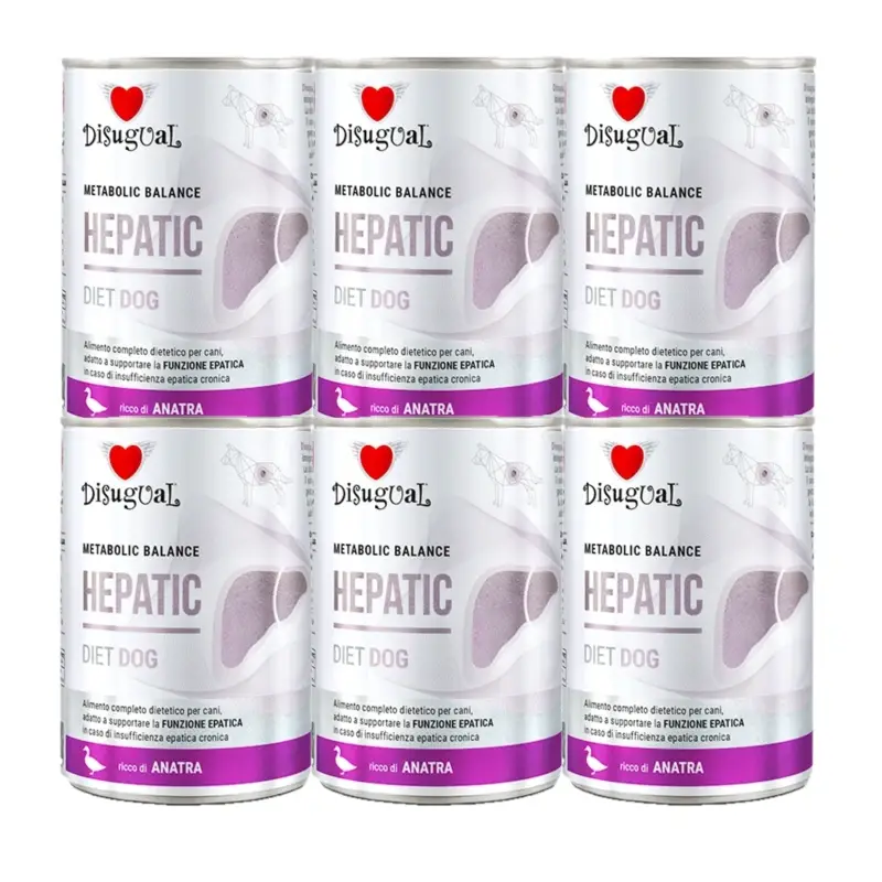 Disugual mokré krmivo pro psy Veterinární HEPATIC Kachna (dospělí) 6x400g Akce