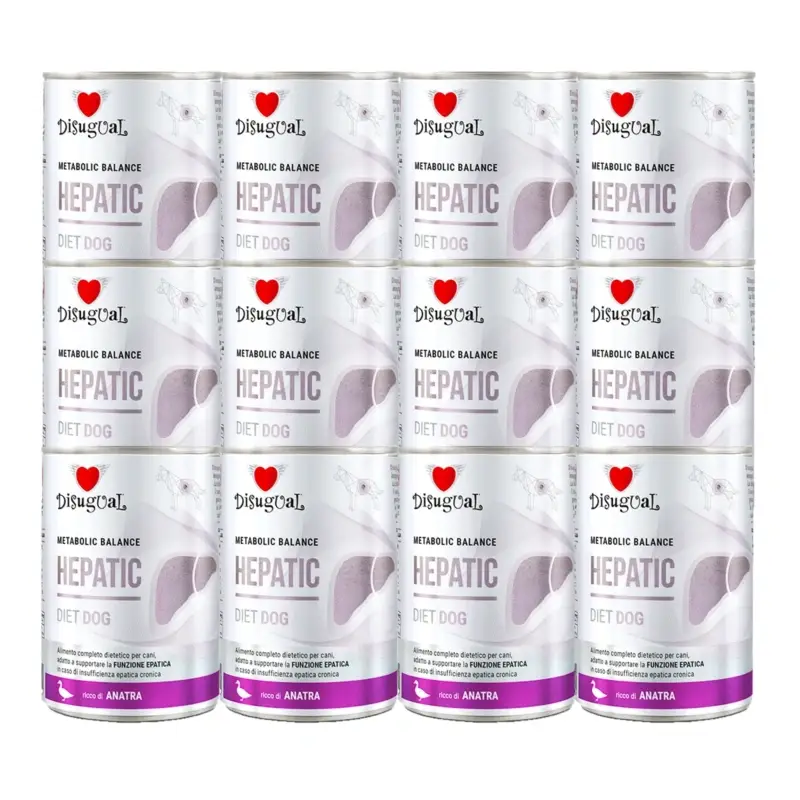 Disugual mokré krmivo pro psy Veterinární HEPATIC Kachna (dospělí) 12x400g Autentický