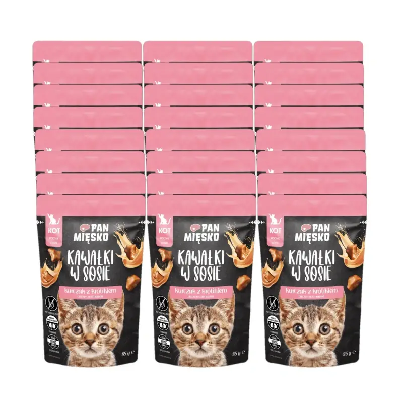 Must-Have PAN MIĘSKO Kousky v omáčce Kuře s králíkem 24x85g pro koťata