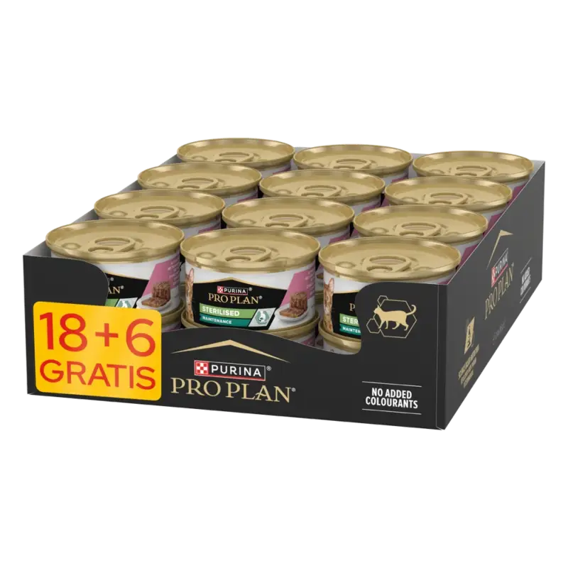 PRO PLAN Sterilised Vlhká paštika s lososem a tuňákem Mokré krmivo pro kočky 24x85 g Levný