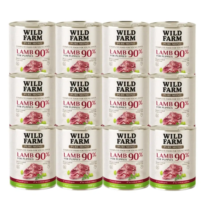 WILD FARM PURE MONO Lamb Puppy 12x800g – krmivo pro štěňata s jedním druhem bílkovin Nová Kolekce