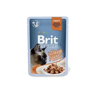 Víkendová Akce Brit Premium Cat Delicate Fillets in Gravy with Turkey 85g