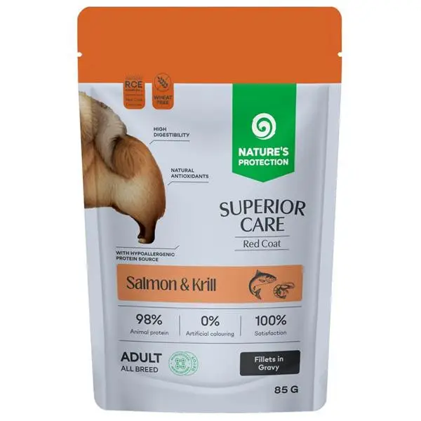 Nature's Protection Superior Care Dog kapsička Adult Red Coat Salmon/Krill 85g Speciální Cena