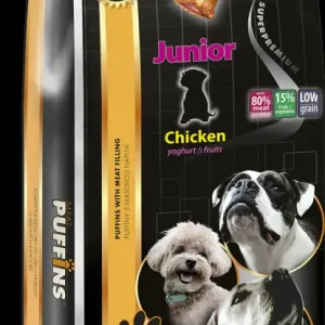 Puffins Junior Chicken, yoghurt & fruit 15kg + želvička plněná masem Bezpečná Platba