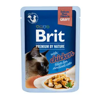 Brit Premium Cat Delicate Fillets in Gravy with Chicken for Sterilised 85g Finální Výprodej