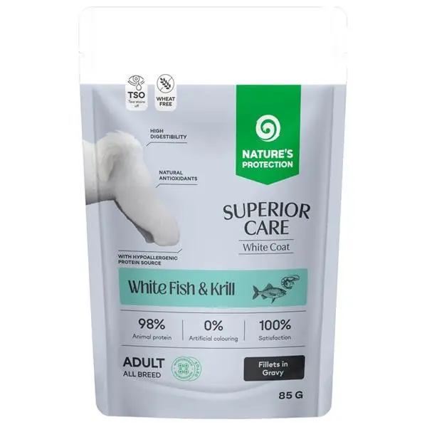 Nejprodávanější Nature's Protection Superior Care Dog kapsička Adult White Dogs White Fish/Krill 85g