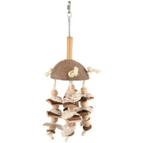 Hračka pták přírodní kokos/lastury/dřevo/juta/bambus 47cm Autentický