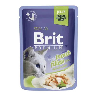 Sezónní Sleva Brit Premium Cat Delicate Fillets in Jelly with Trout 85g