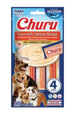 Inaba Churu Dog Fish Tuna with Salmon Recipe 4x14g Dokud Zásoby Vydrží