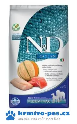 N&D OCEAN DOG Adult M/L Salmon & Cod & Melon 2,5kg Top Prodej