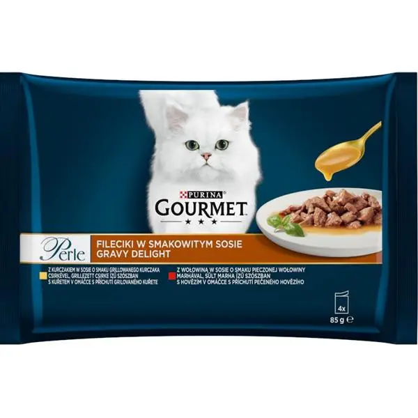 Gourmet Perle cat kapsičky - Multipack Gravy Delight maso 4 x 85 g Finální Výprodej