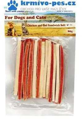 Pochoutka Sandwich kuře s treskou 80g Výprodej