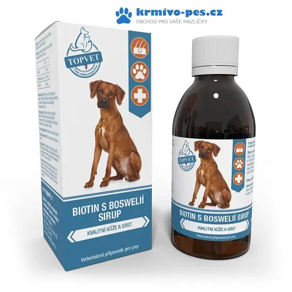 Speciální Cena Biotin s boswelií sirup pro psy TOPVET 200ml