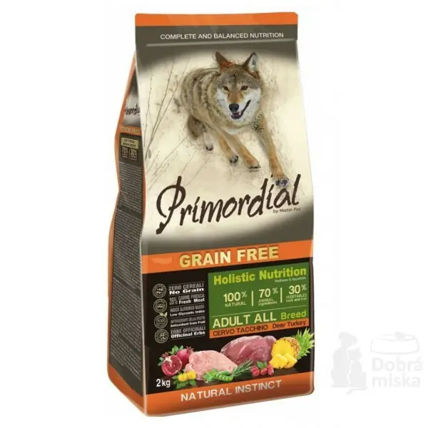 Přímo Od Výrobce Primordial Dog GF Adult Deer&Turkey 2kg