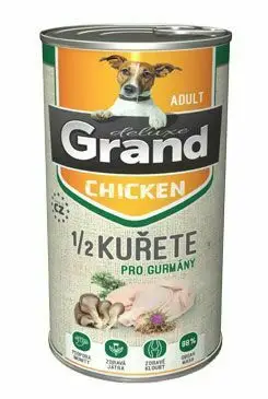 GRAND Dog konz. Deluxe Adult kuře s 1/2 kuřete 1300g Oblíbený