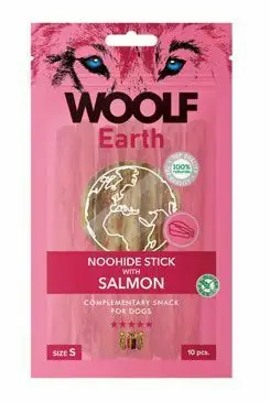 WOOLF Earth poch. NooHide S Sticks with Salmon 90g Omezená Nabídka