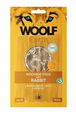 Sezónní Sleva WOOLF Earth poch. NooHide S Sticks with Rabbit 90g