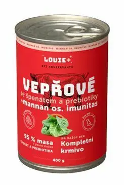 Louie Dog konz. Vepřové se špenátem a prebiotiky 400g Vysoce Kvalitní