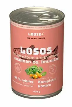 Louie Dog konz. Losos s rakyt.špenátem,prebiotiky 400g Omezená Nabídka