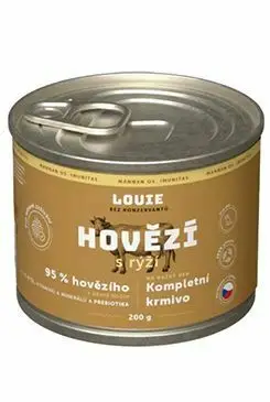 Louie Dog konz. Hovězí s rýží a prebiotiky 200g Levný