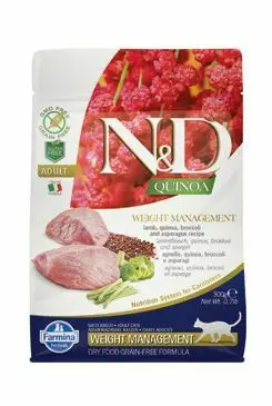 Koupit Online N&D Quinoa CAT Weight Management Lamb & Broccoli 300g
