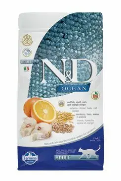 Akční Cena N&D OCEAN CAT LG Adult Codfish & Orange 1,5kg