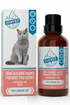 Autentický Ušní kapky Prevent pro kočky TOPVET 50ml