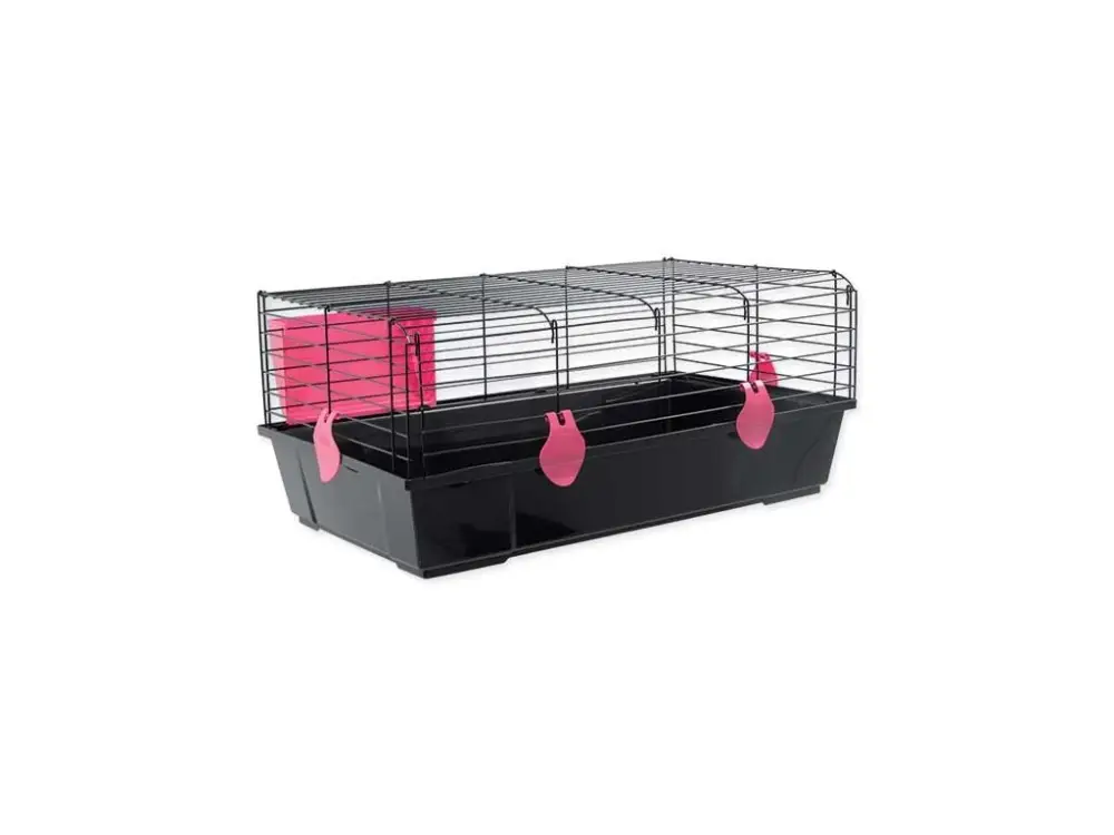Vysoce Kvalitní Klec SMALL ANIMAL Matěj černá s červenou výbavou 80 cm