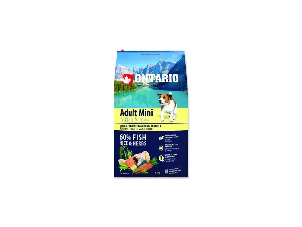 ONTARIO Adult Mini Fish & Rice 6,5 kg Omezená Nabídka
