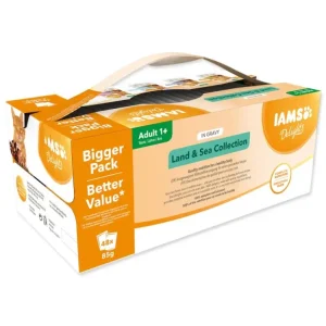 Ověřený IAMS kapsička výběr z mořských a suchozemských mas v omáčce multipack 4080 g
