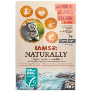 Vysoce Kvalitní IAMS Kapsička Cat Naturally Senior with North Atlantic Salmon in Gravy 85g