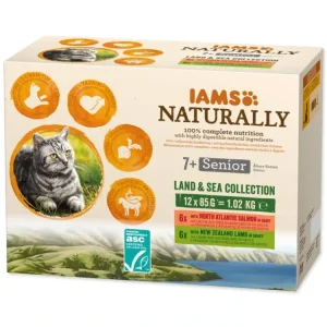 IAMS Kapsička Cat Naturally Senior výběr z mořských a suchozemských mas v omáčce multipack 1020g Víkendová Akce