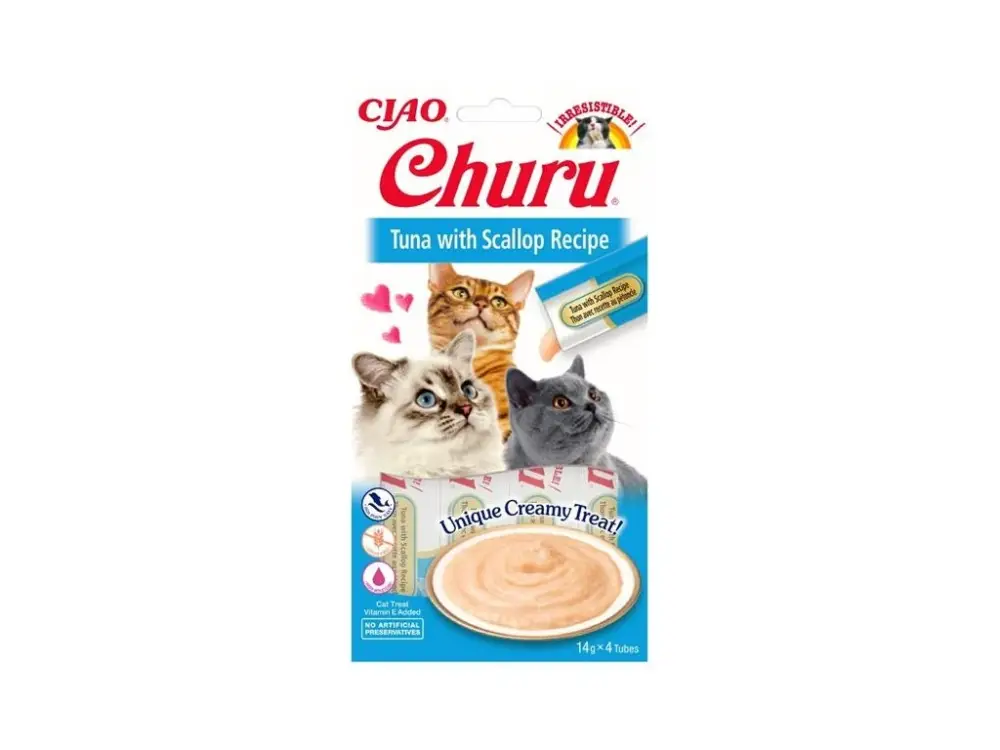 Inaba Churu cat snack Tuňák s příchutí hřebenatek 4x 14g Top Prodej