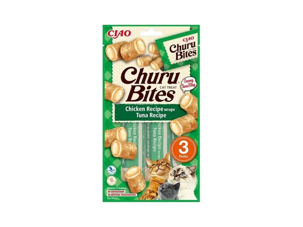 Značkový Inaba Churu Bites cat snack kuře, tuňák 3x10g